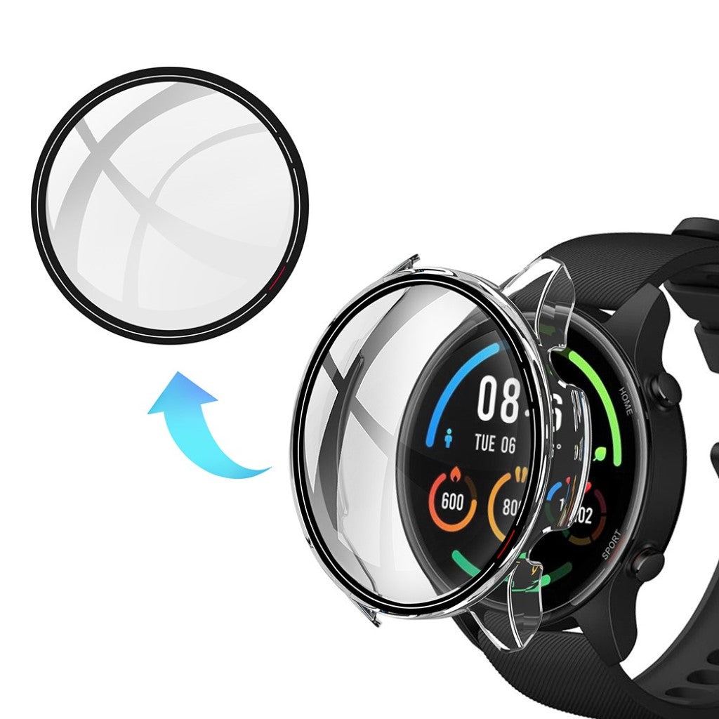 Super Flot Xiaomi Mi Watch Color Cover med Skærmbeskytter i Plastik og Glas - Gennemsigtig#serie_4