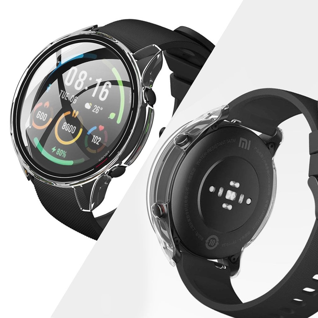 Super Flot Xiaomi Mi Watch Color Cover med Skærmbeskytter i Plastik og Glas - Gennemsigtig#serie_4