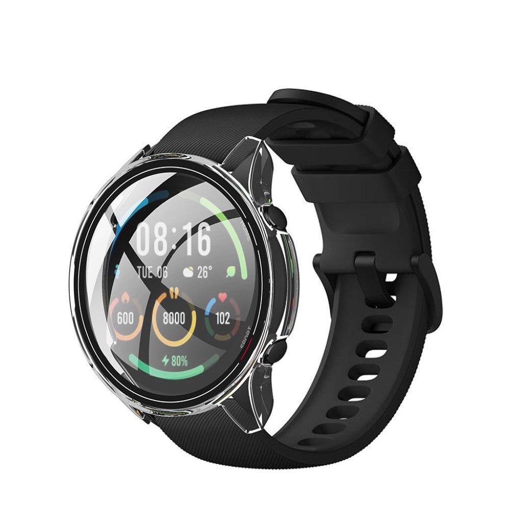 Super Flot Xiaomi Mi Watch Color Cover med Skærmbeskytter i Plastik og Glas - Gennemsigtig#serie_4