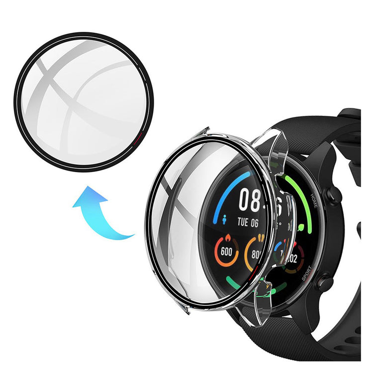 Super Flot Xiaomi Mi Watch Color Cover med Skærmbeskytter i Plastik og Glas - Gennemsigtig#serie_4