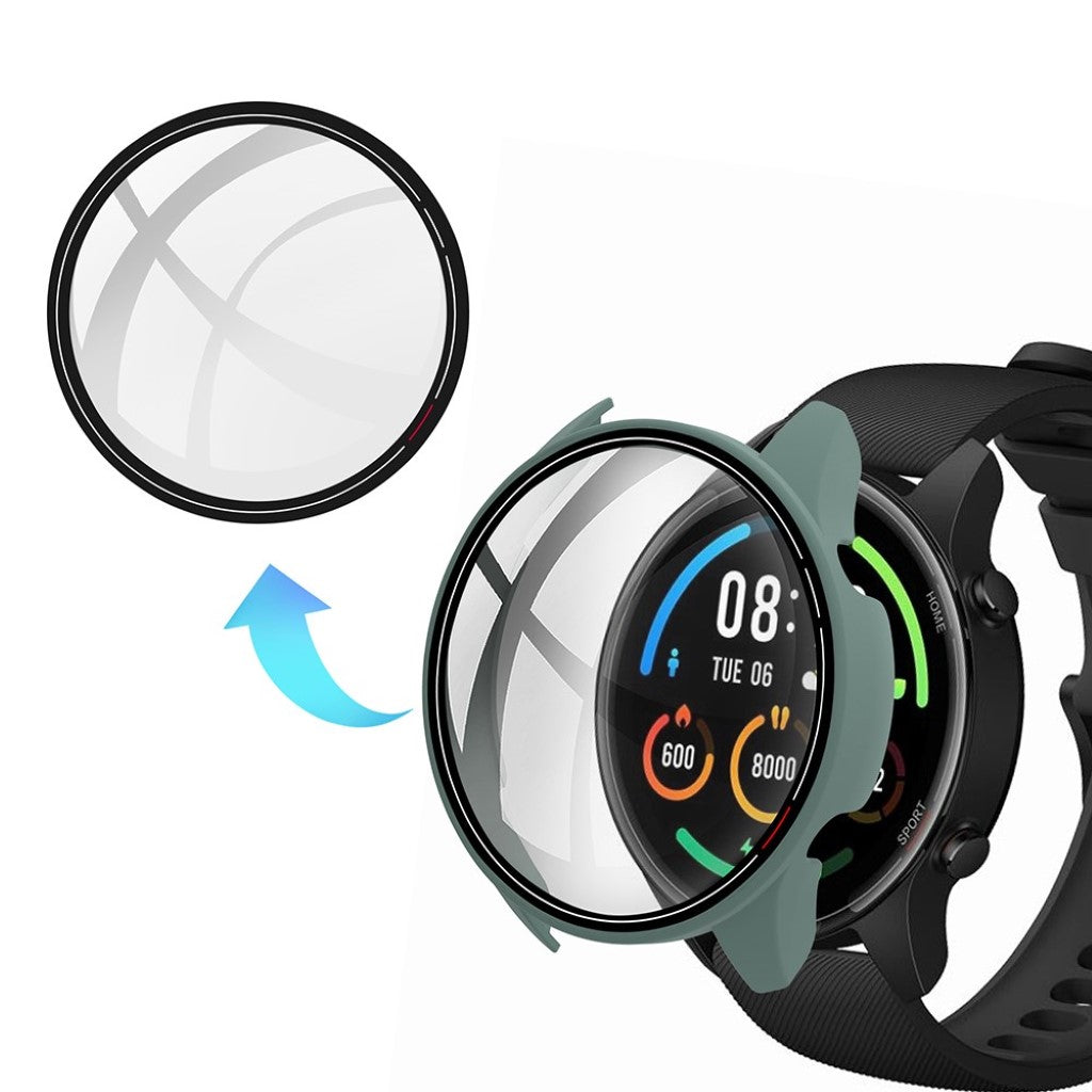 Super Flot Xiaomi Mi Watch Color Cover med Skærmbeskytter i Plastik og Glas - Grøn#serie_5