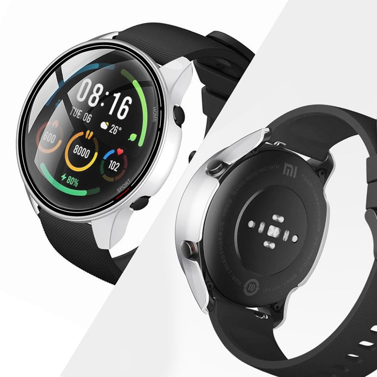 Super Flot Xiaomi Mi Watch Color Cover med Skærmbeskytter i Plastik og Glas - Sølv#serie_6