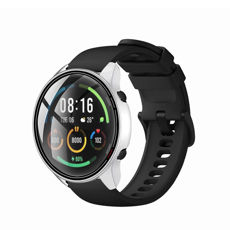 Super Flot Xiaomi Mi Watch Color Cover med Skærmbeskytter i Plastik og Glas - Sølv#serie_6