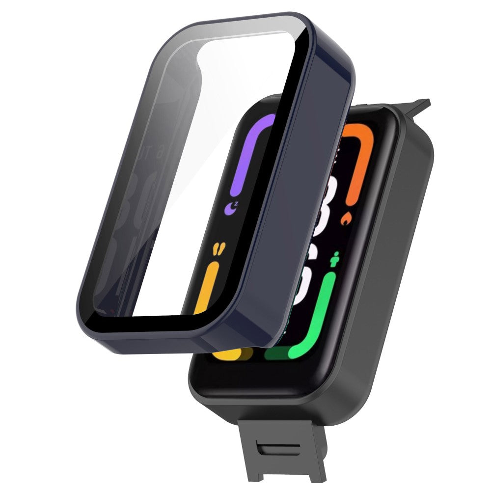 Meget Fint Xiaomi Redmi Smart Band Pro Cover med Skærmbeskytter i Plastik og Hærdet Glas - Blå#serie_2