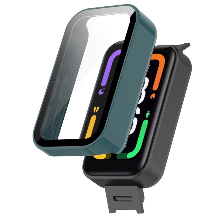 Meget Fint Xiaomi Redmi Smart Band Pro Cover med Skærmbeskytter i Plastik og Hærdet Glas - Grøn#serie_3