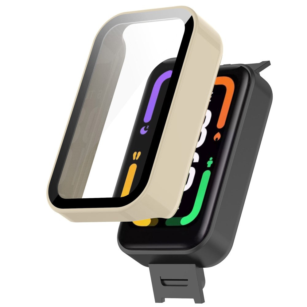 Meget Fint Xiaomi Redmi Smart Band Pro Cover med Skærmbeskytter i Plastik og Hærdet Glas - Brun#serie_5