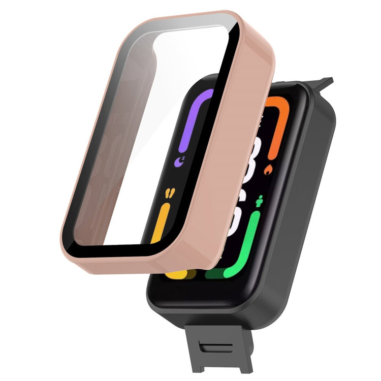 Meget Fint Xiaomi Redmi Smart Band Pro Cover med Skærmbeskytter i Plastik og Hærdet Glas - Pink#serie_6