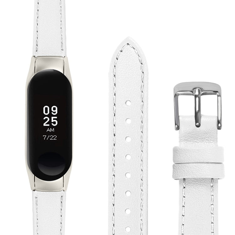 Meget fint Xiaomi Mi Band 7 Ægte læder Urrem - Hvid#serie_1