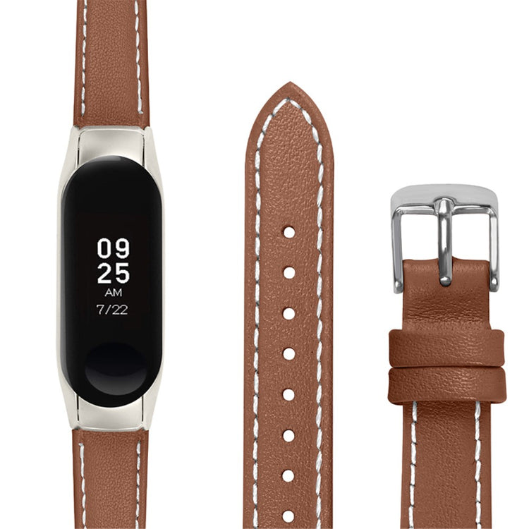 Meget fint Xiaomi Mi Band 7 Ægte læder Urrem - Brun#serie_10