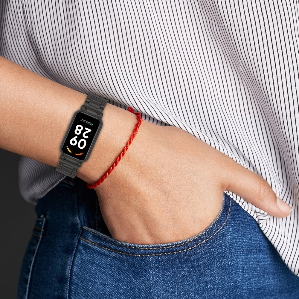 Meget Hårdfør Metal Rem passer til Xiaomi Redmi Band 2 - Sort#serie_8