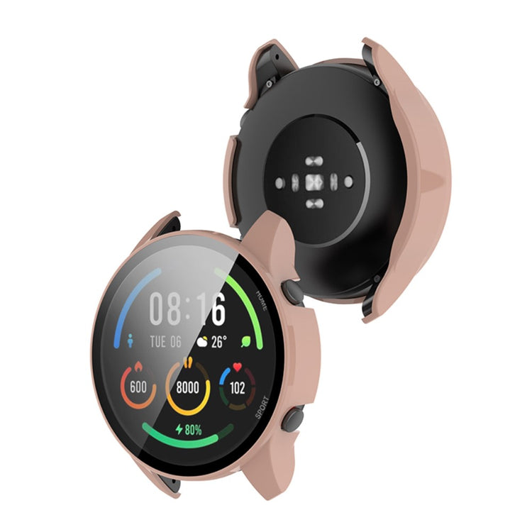 Godt Xiaomi Mi Watch Color Sports Cover med Skærmbeskytter i Plastik og Hærdet Glas - Pink#serie_5