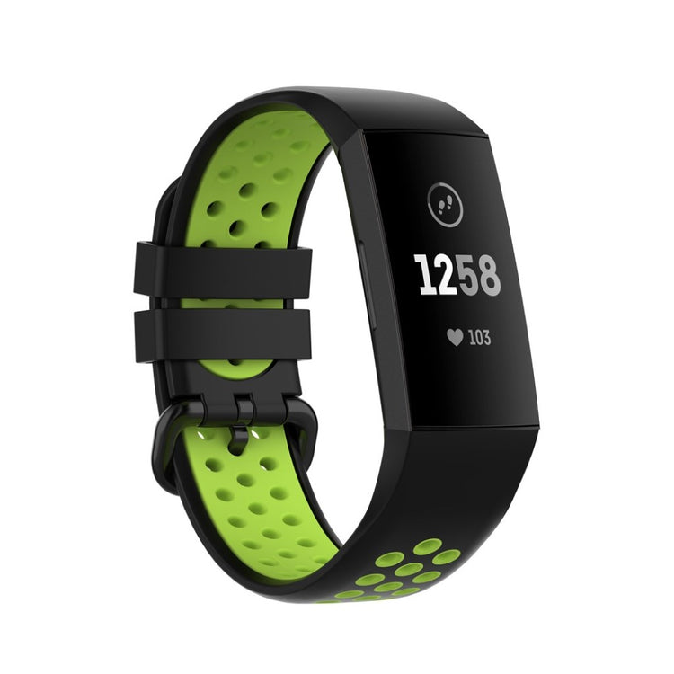 Vildt fed Fitbit Charge 3 / Fitbit Charge 4 Silikone Rem - Grøn#serie_1