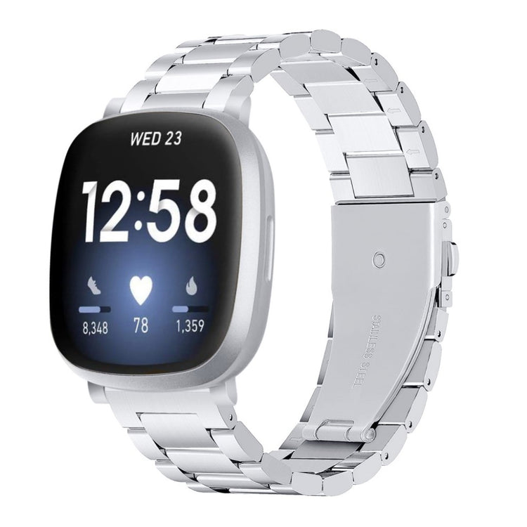 Superflot Fitbit Versa 3 / Fitbit Sense Metal Rem - Sølv#serie_3