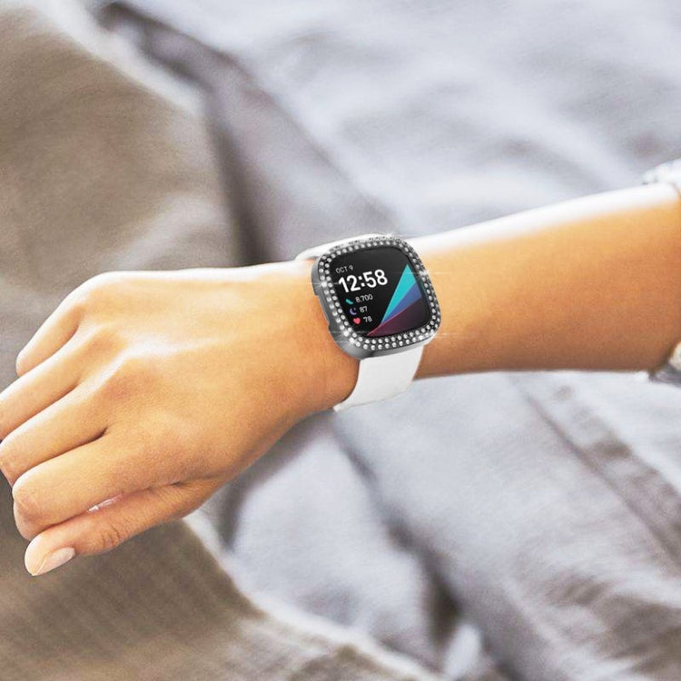 Fitbit Versa 3 / Fitbit Sense  Rhinsten og Silikone Bumper  - Sølv#serie_4