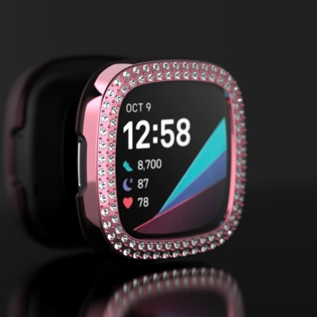 Fitbit Versa 3 / Fitbit Sense  Rhinsten og Silikone Bumper  - Pink#serie_5