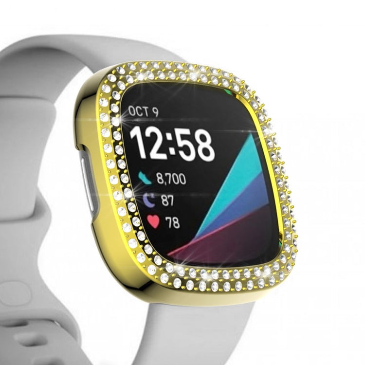 Fitbit Versa 3 / Fitbit Sense  Rhinsten og Silikone Bumper  - Guld#serie_6