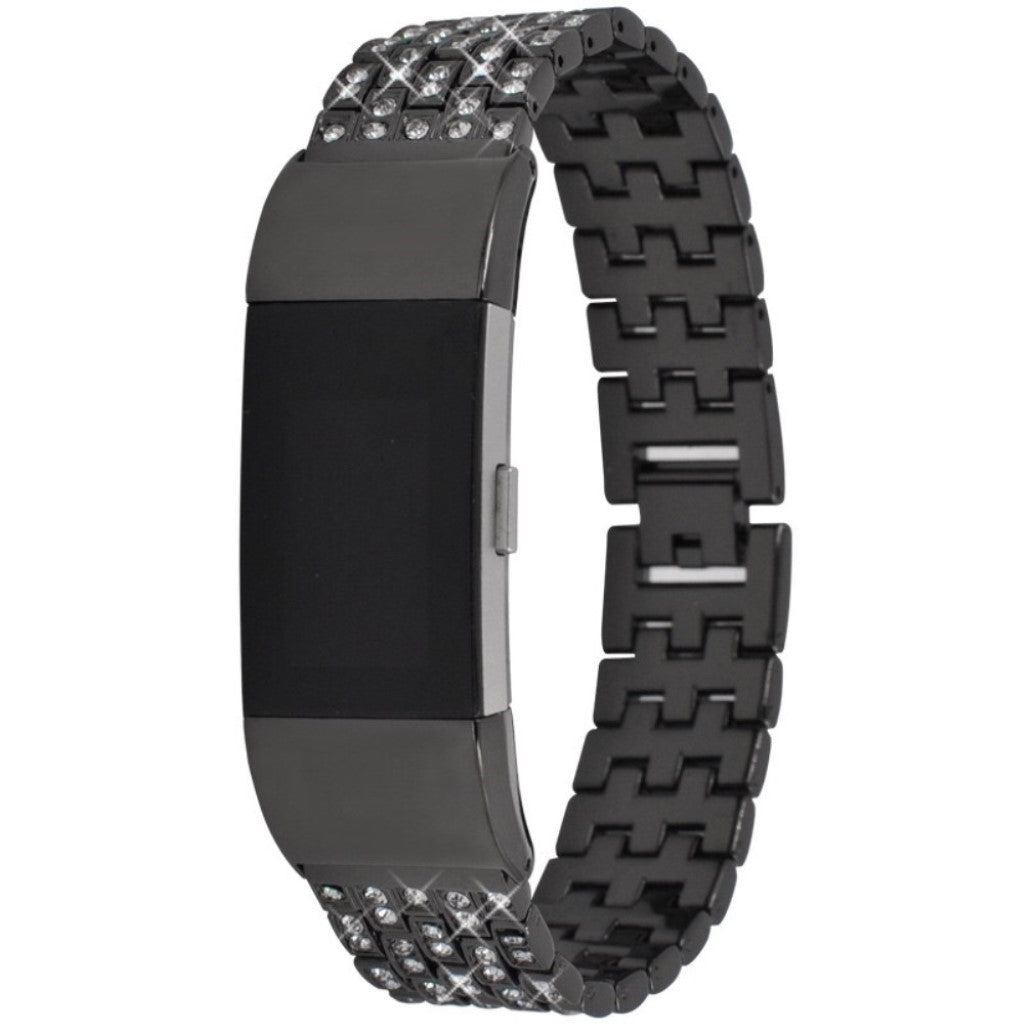 Rigtigt pænt Fitbit Charge 2 Metal og Rhinsten Rem - Sort#serie_1