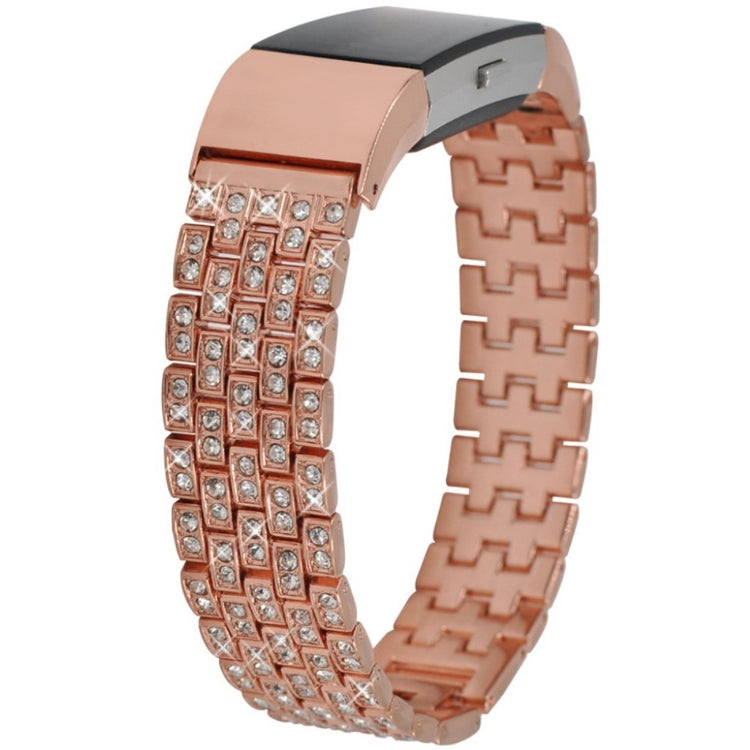 Rigtigt pænt Fitbit Charge 2 Metal og Rhinsten Rem - Pink#serie_3