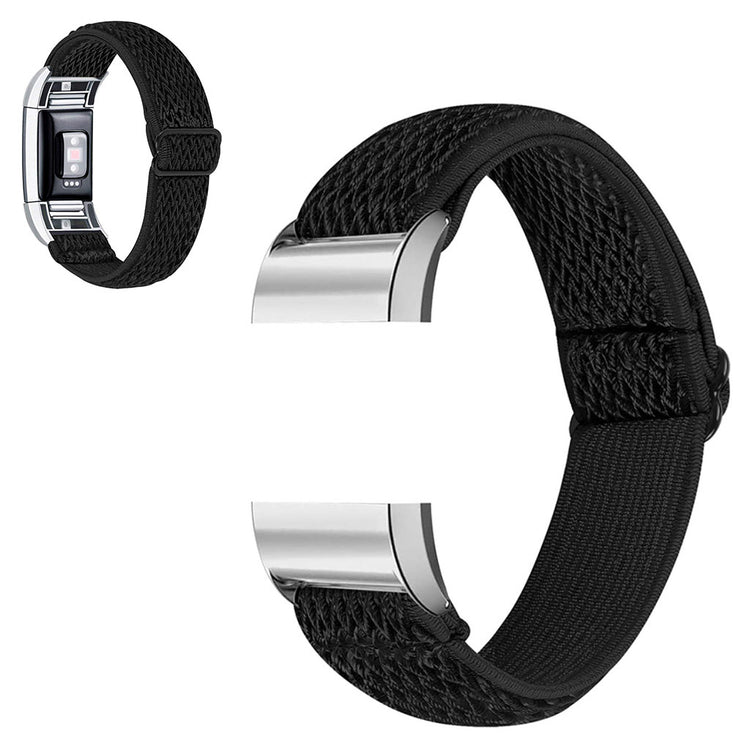 Meget slidstærk Fitbit Charge 2 Nylon Rem - Sort#serie_5