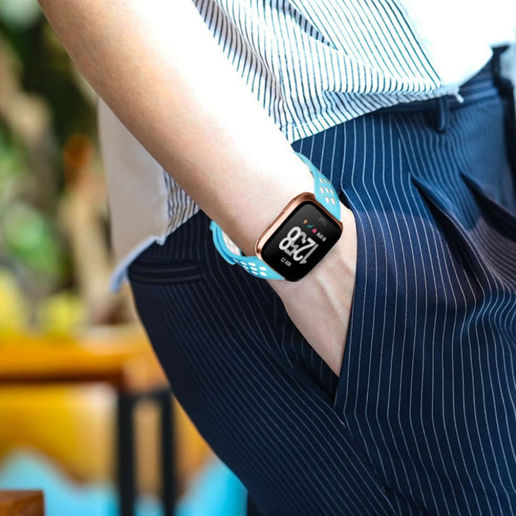 Meget holdbart Fitbit Versa Silikone Rem - Blå#serie_8