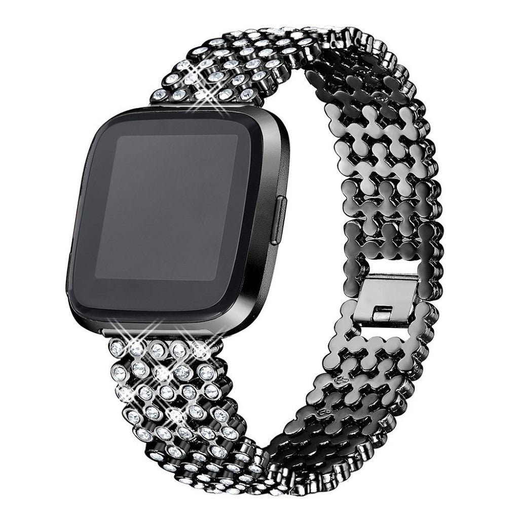 Super fantastisk Fitbit Versa Metal og Rhinsten Rem - Sort#serie_1