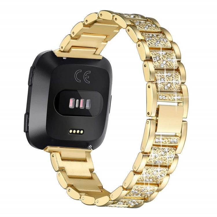 Nydelig Fitbit Versa Metal og Rhinsten Rem - Guld#serie_5