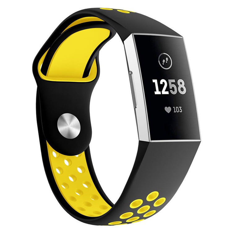 Mega flot Fitbit Charge 3 Silikone Rem - Størrelse: L - Gul#serie_1