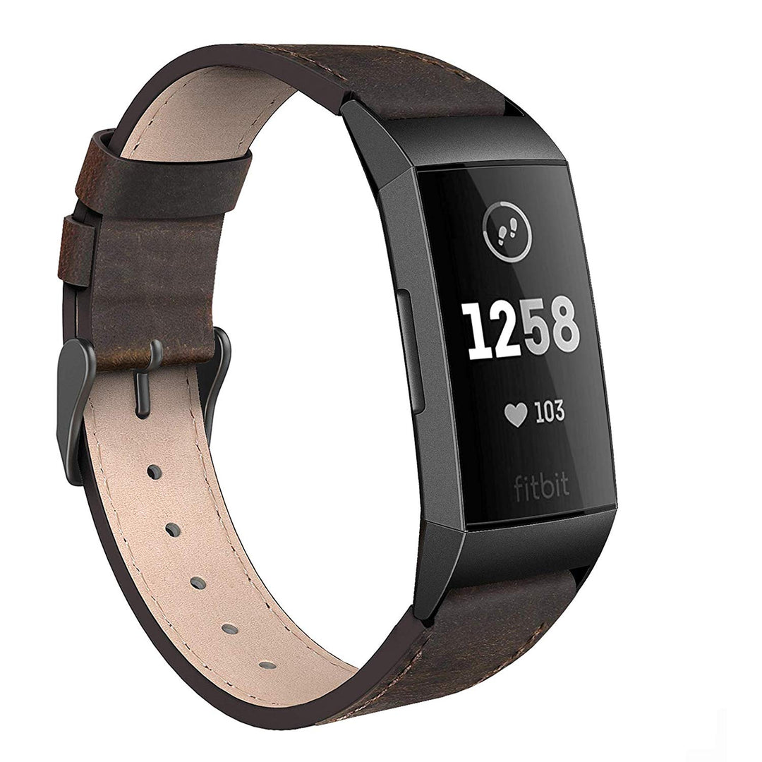 Meget godt Fitbit Charge 3 Ægte læder Rem - Brun#serie_7