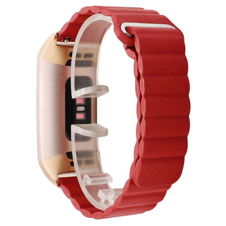 Super smuk Fitbit Charge 3 Ægte læder Rem - Rød#serie_5