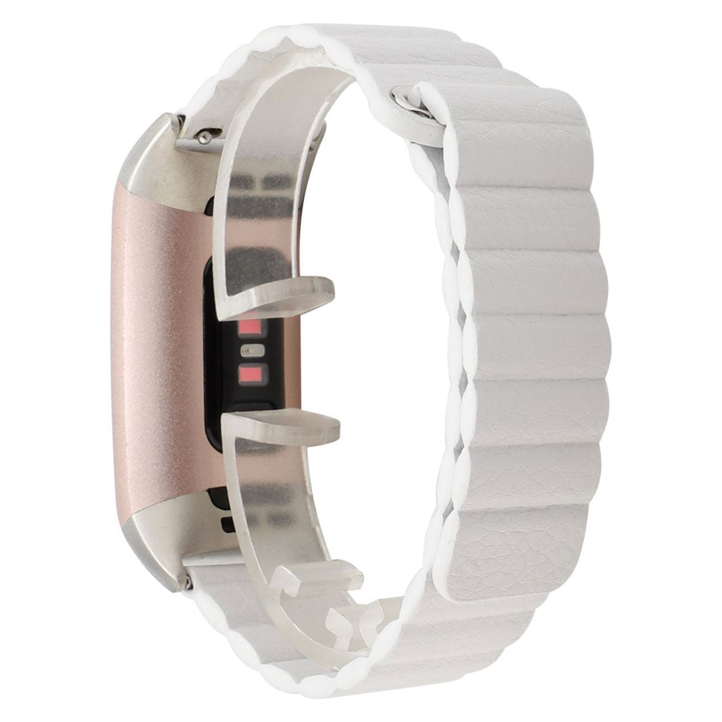 Super smuk Fitbit Charge 3 Ægte læder Rem - Hvid#serie_6