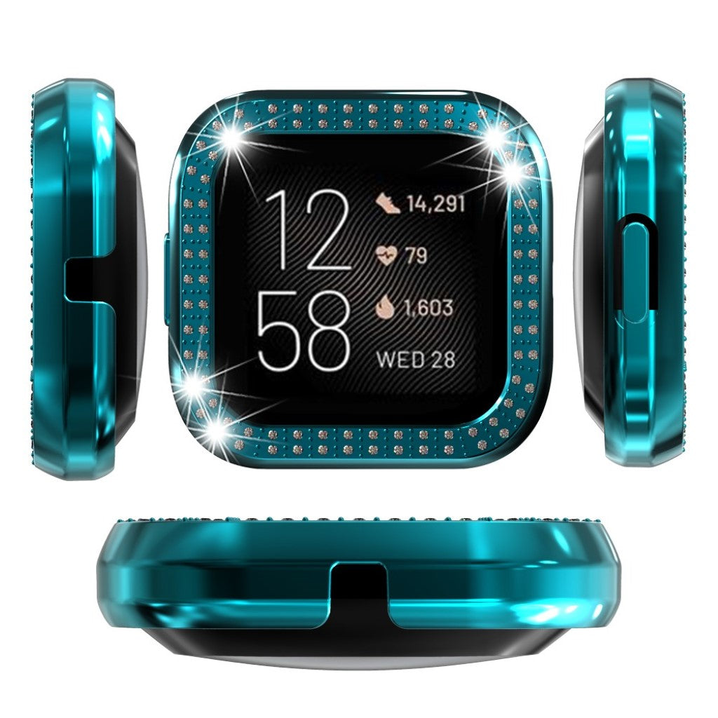 Fitbit Versa 2  Rhinsten og Silikone Bumper  - Grøn#serie_1