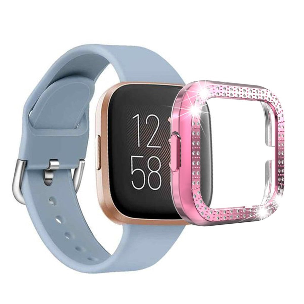 Fitbit Versa 2  Rhinsten og Silikone Bumper  - Pink#serie_2