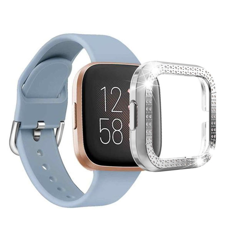 Fitbit Versa 2  Rhinsten og Silikone Bumper  - Sølv#serie_9