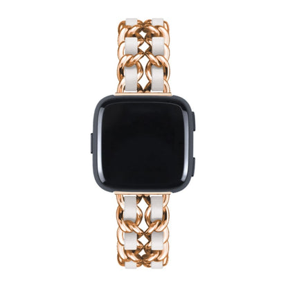 Smuk Fitbit Versa 3 / Fitbit Sense Metal og Kunstlæder Rem - Pink#serie_2