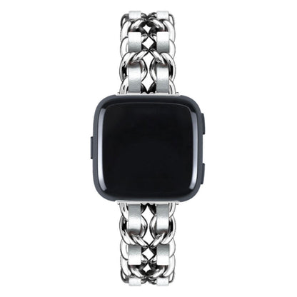 Smuk Fitbit Versa 3 / Fitbit Sense Metal og Kunstlæder Rem - Sølv#serie_3