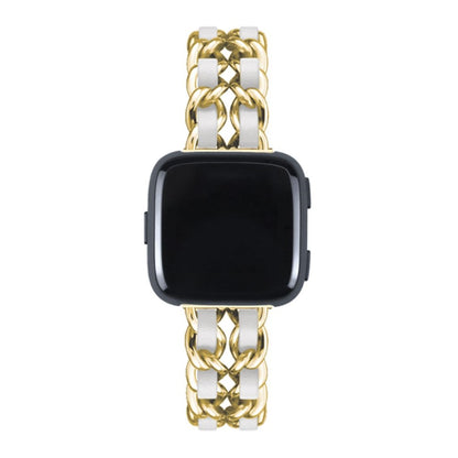 Smuk Fitbit Versa 3 / Fitbit Sense Metal og Kunstlæder Rem - Hvid#serie_4