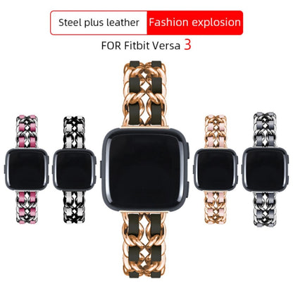 Smuk Fitbit Versa 3 / Fitbit Sense Metal og Kunstlæder Rem - Hvid#serie_4