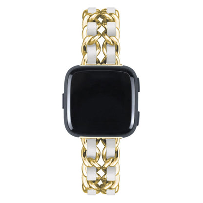 Smuk Fitbit Versa 3 / Fitbit Sense Metal og Kunstlæder Rem - Hvid#serie_4