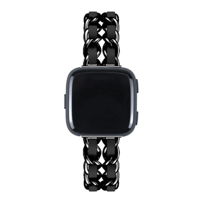 Smuk Fitbit Versa 3 / Fitbit Sense Metal og Kunstlæder Rem - Sort#serie_5