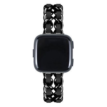 Smuk Fitbit Versa 3 / Fitbit Sense Metal og Kunstlæder Rem - Sort#serie_5