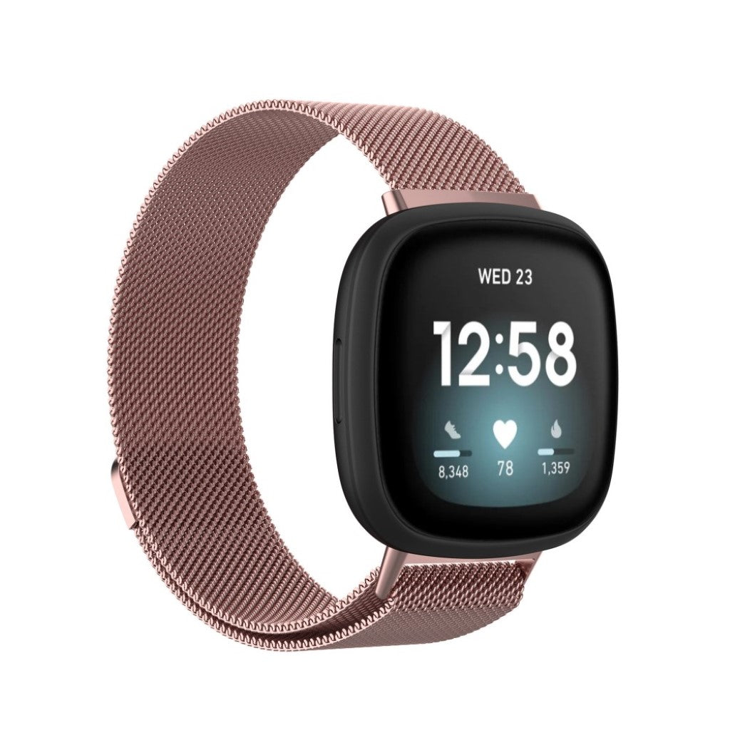 Kønt Fitbit Versa 3 / Fitbit Sense Metal Rem - Størrelse: L - Pink#serie_9