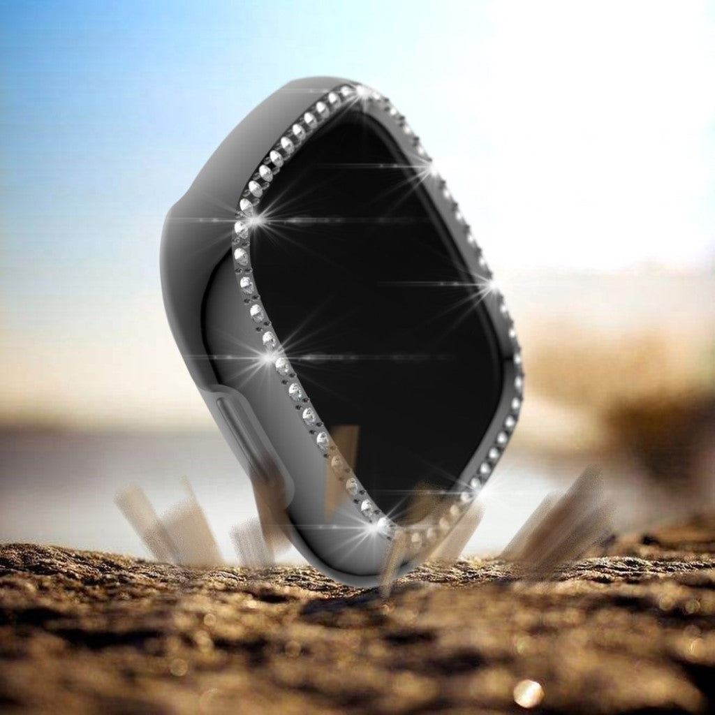 Fitbit Versa 3 / Fitbit Sense Elegant Rhinsten og Silikone Bumper  - Sølv#serie_4