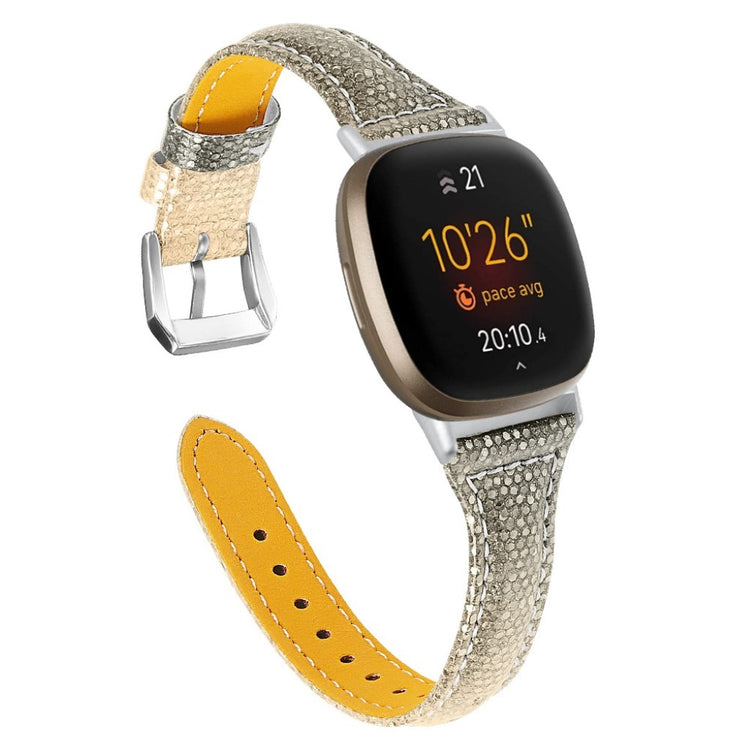 Mega smuk Fitbit Versa 3 / Fitbit Sense Ægte læder Rem - Guld#serie_1