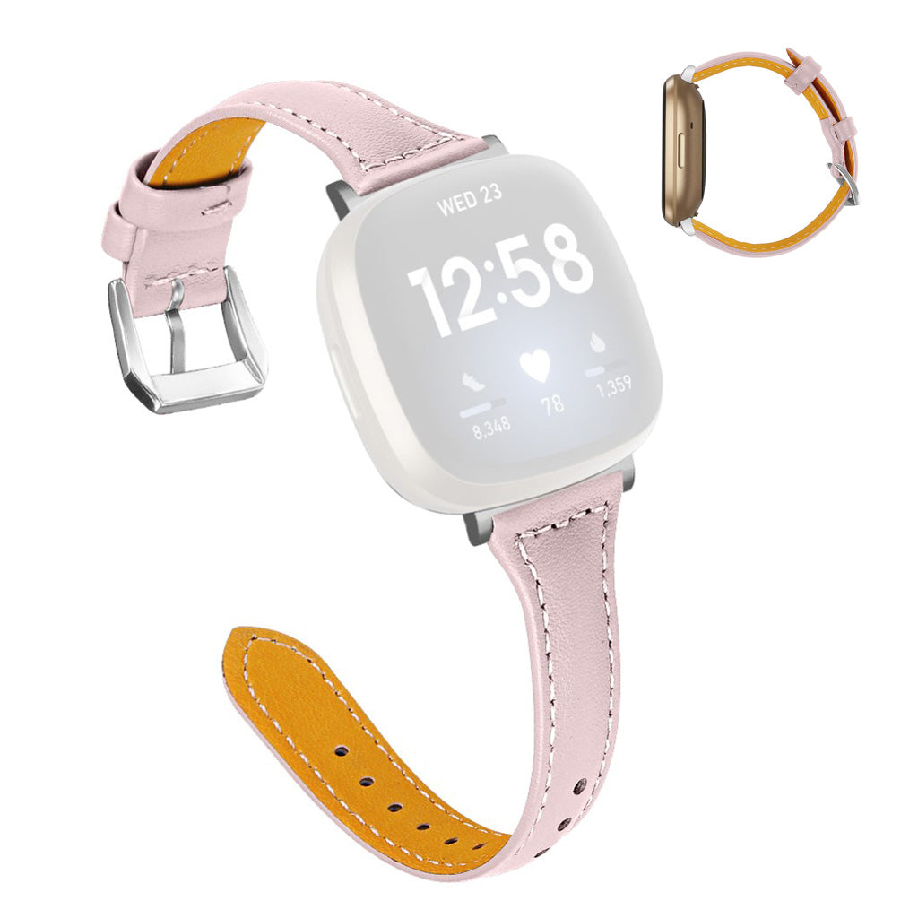 Stilren Fitbit Versa 3 / Fitbit Sense Ægte læder Rem - Pink#serie_7