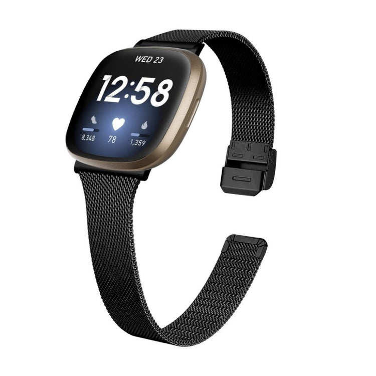 Meget holdbart Fitbit Versa 3 / Fitbit Sense Metal Rem - Sort#serie_1