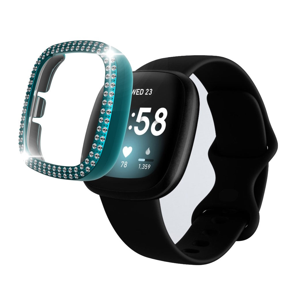 Fitbit Versa 3  Plastik og Rhinsten Bumper  - Grøn#serie_1