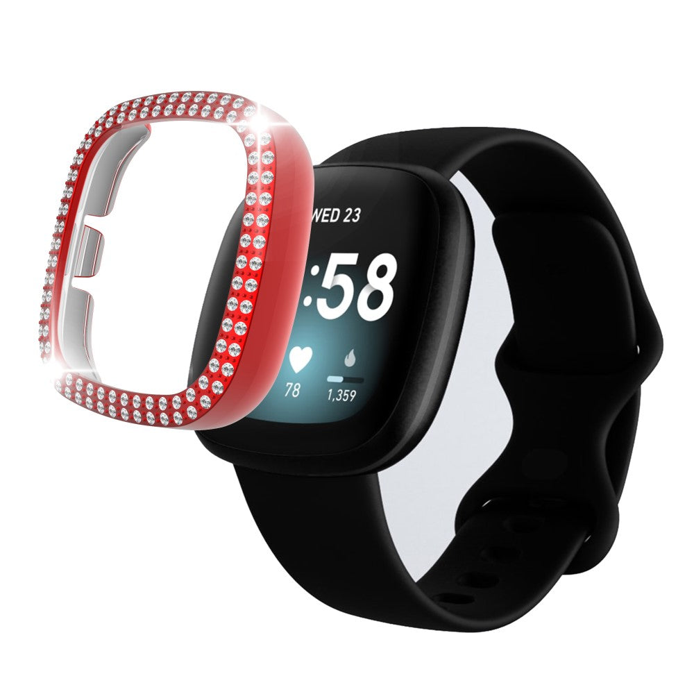 Fitbit Versa 3  Plastik og Rhinsten Bumper  - Rød#serie_4