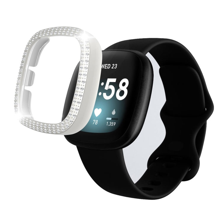 Fitbit Versa 3  Plastik og Rhinsten Bumper  - Sølv#serie_9