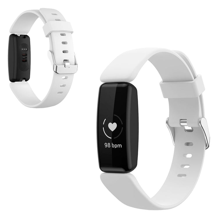 Vildt nydelig Fitbit Inspire 2 Silikone Rem - Størrelse: L - Hvid#serie_8