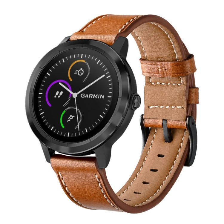 Fed Garmin Vivoactive 3 / Garmin Vivomove HR Ægte læder Rem - Brun#serie_1